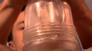 Male housekeeper fucks his ass with a dildo 
