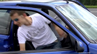 Two guys meet in their tent for some fun