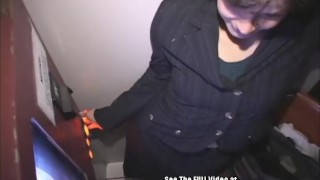 Lezbo Banker Bitch Blowing Cocks In Glory Hole