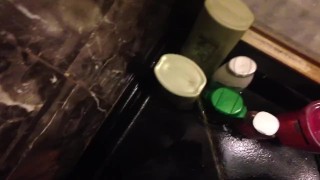 A little piss play! Pissing on bottles