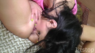 Big breasted Lesbian Lovers try out their new toy on each other and orgasm