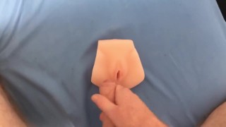 Cumming on fake pussy