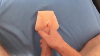 Cumming on fake pussy