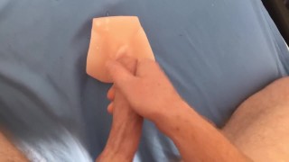 Cumming on fake pussy