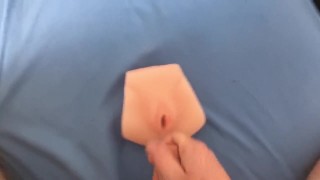 Cumming on fake pussy