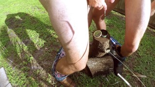 Two Straight Redneck Cowboys Blow Cum Loads On Tobacco Tin & Boots Outside