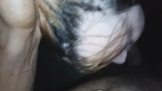 White girl sucks 8inch BBC in the dark (pt.3)