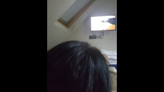 My beautiful neighbour giving me a blowjob