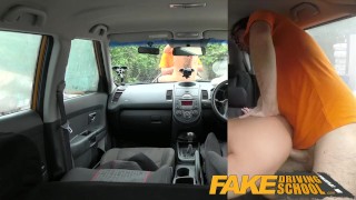 Fake Driving School - Sexy Spanish Learner sucks Big Cock for lessons