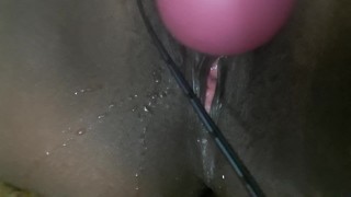 SQUIRTING EBONY PUSSY WITH TOY