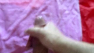 Oiled Cock Stroking Cumshot