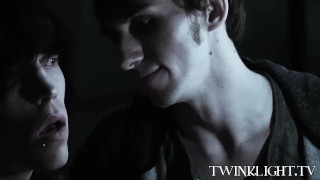 Threesome twink vamp sex with cute skinny dudes doing it raw
