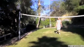 Young married men fucking hard after outdoor volleyball