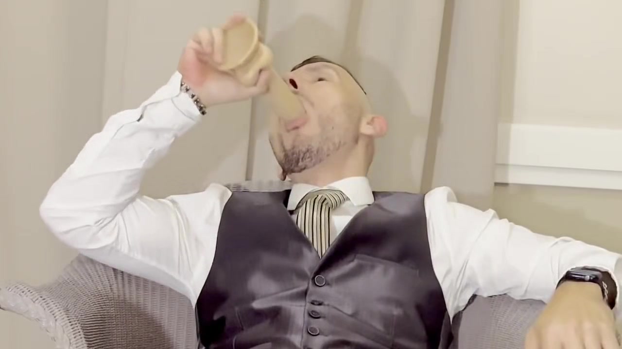 Businessman In Sheer-socks Is Stretching And Is Riding The Dildo Till Handsfree Cum