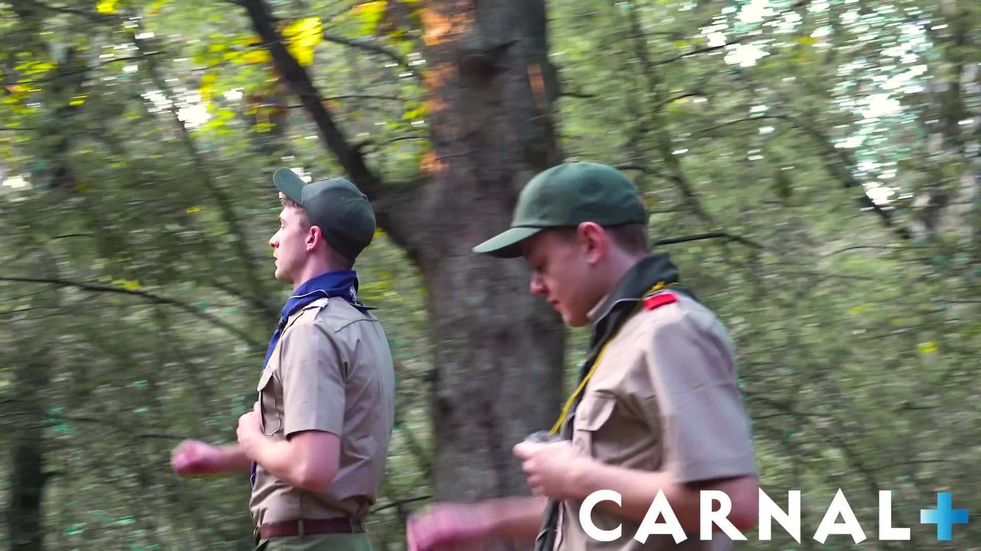 ScoutBoys Cole Blue barebacks Scout Ian along outdoor trail