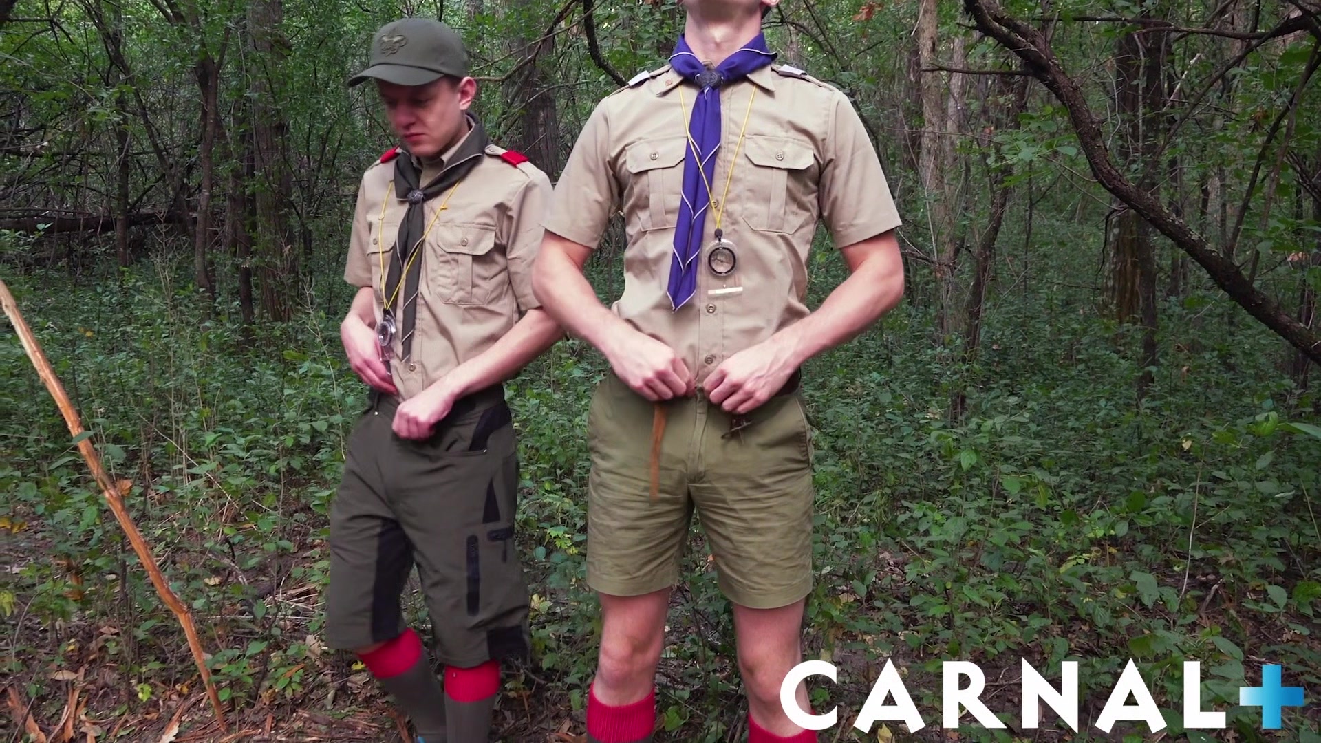 ScoutBoys Cole Blue barebacks Scout Ian along outdoor trail