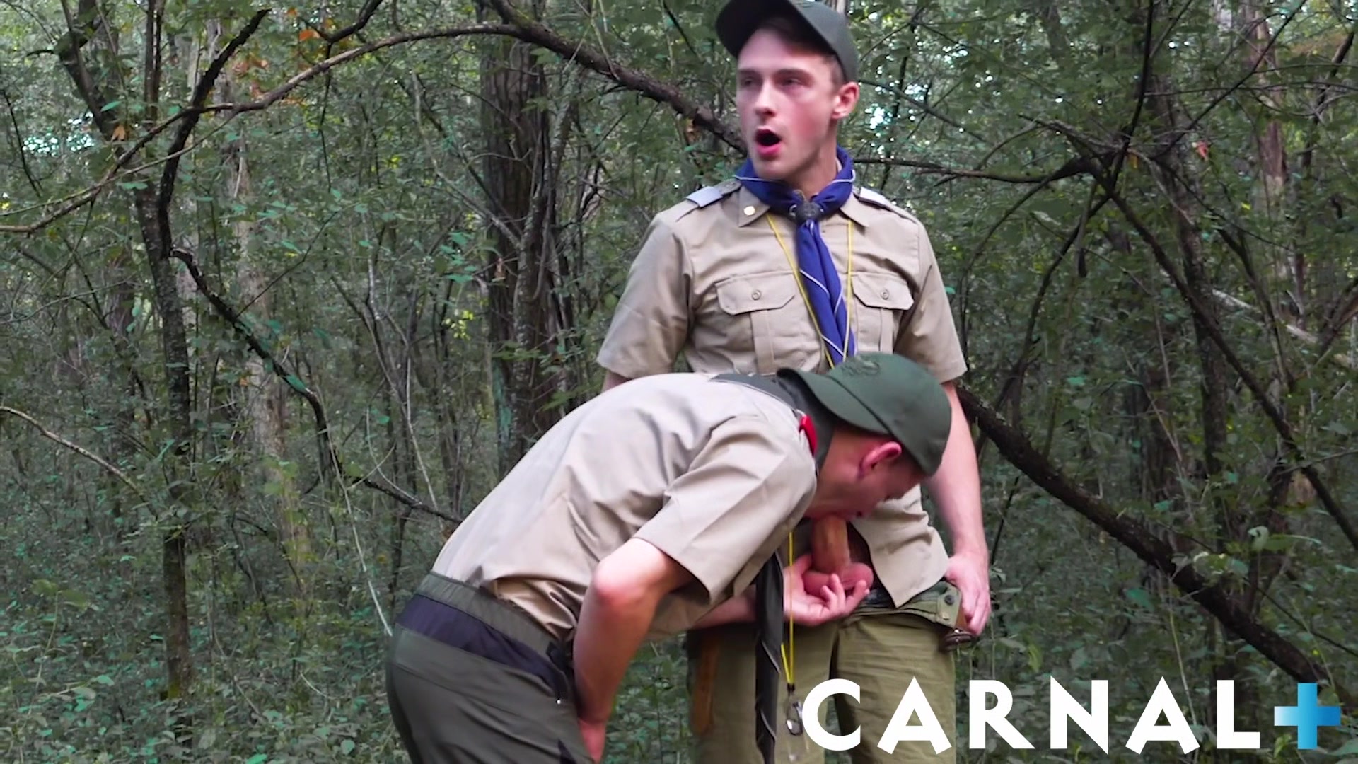 ScoutBoys Cole Blue barebacks Scout Ian along outdoor trail