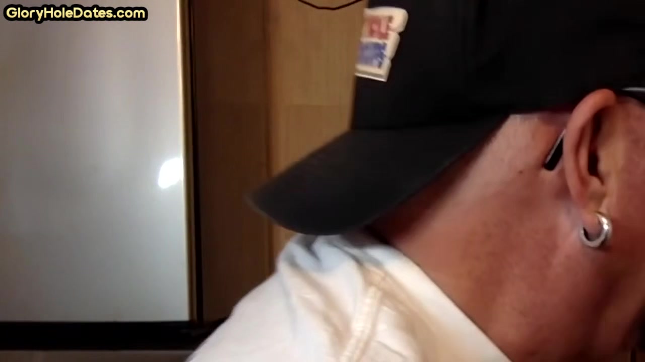 Gloryhole BJ DILF sucks dick and eats cum in home closeup