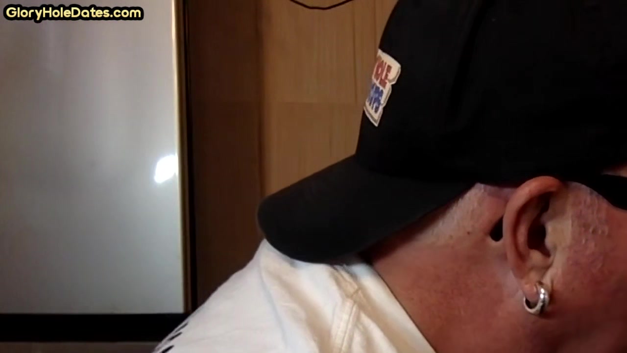 Gloryhole BJ DILF sucks dick and eats cum in home closeup