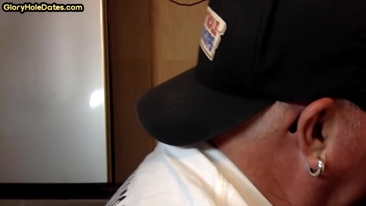 Gloryhole BJ DILF sucks dick and eats cum in home closeup