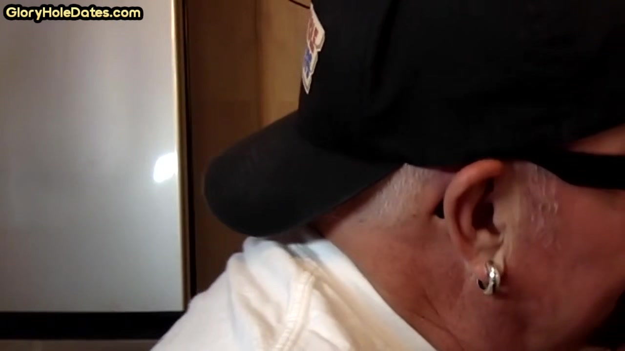 Gloryhole BJ DILF sucks dick and eats cum in home closeup