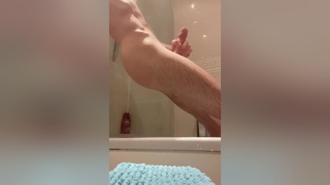 Hot And Steamy Shower Wank Two - Amateur Cumming Big Dick Married Straight Guy. Wanking To Cum