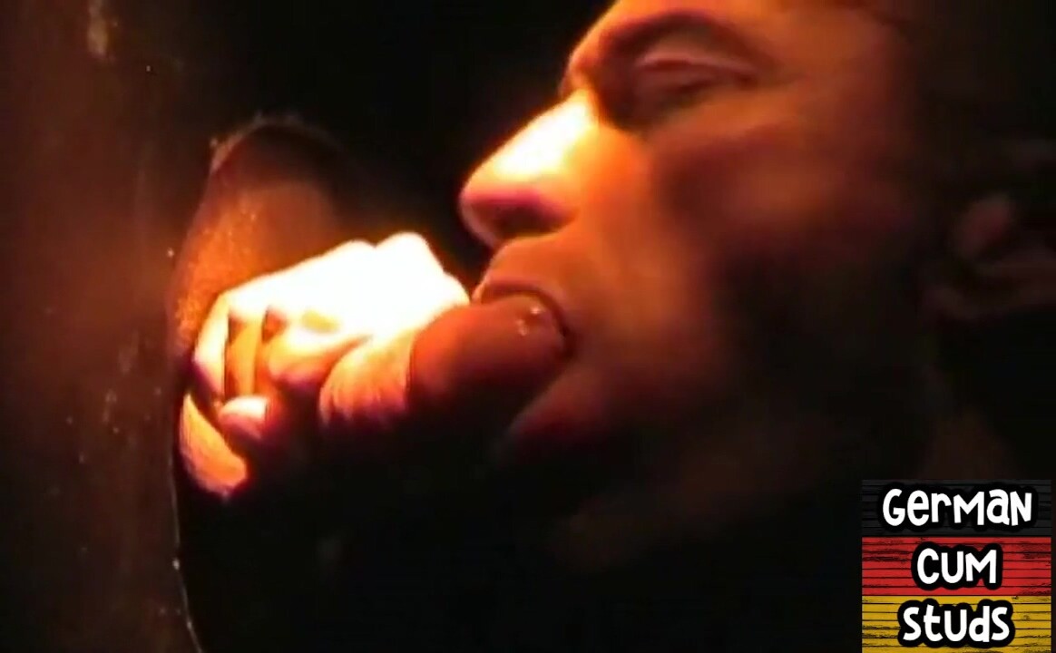 Gloryhole German stud sucks cock 4 facial in amateur closeup