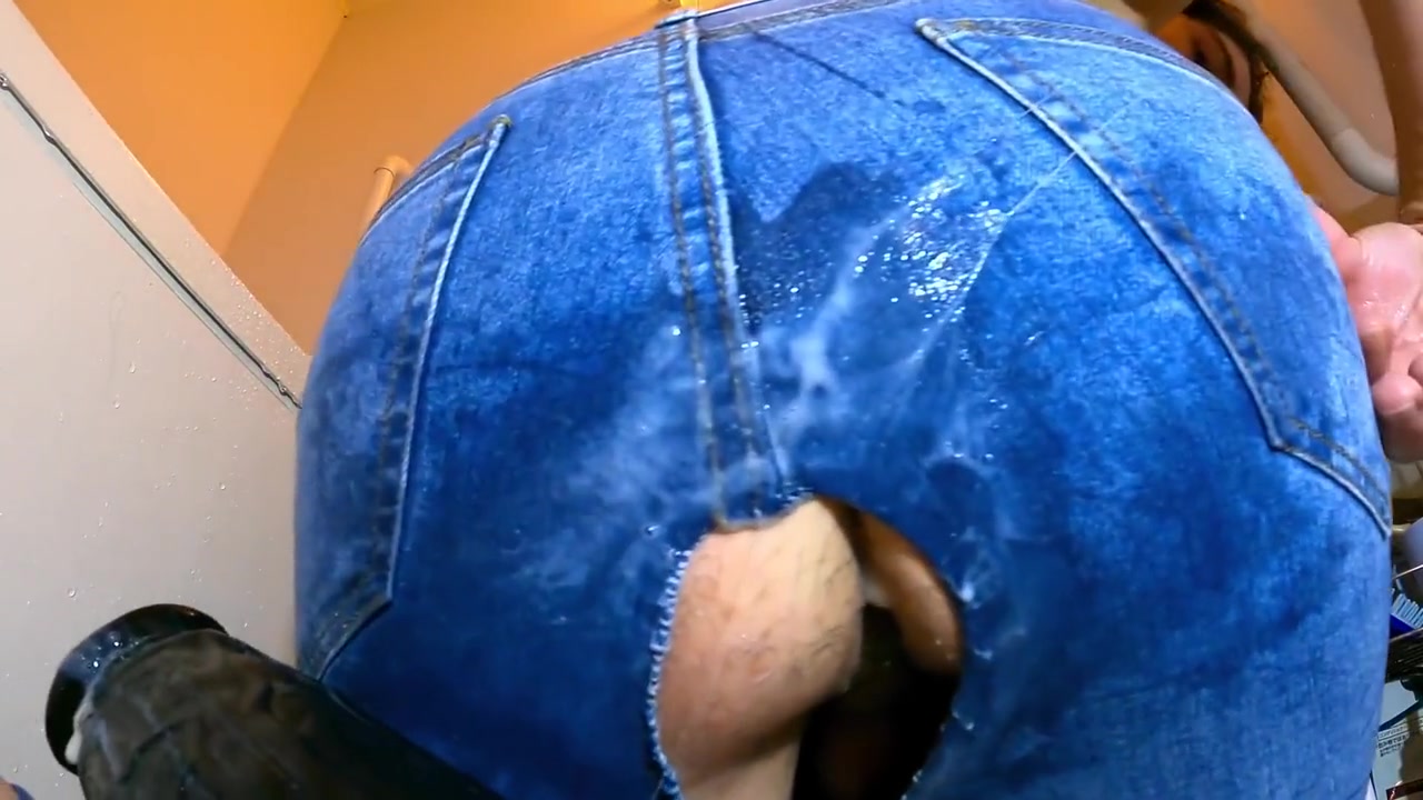 Through Hole In Jeans Onto A Monster Dildo Deep Fisting Juicy With A Teenager teen 18+ Squirting