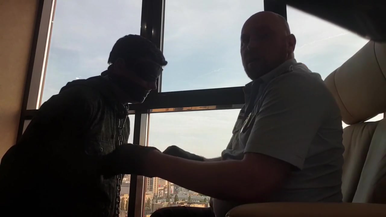 Russian Cop Dominates Military Boy - Very Hard Leather Gloved Slaps And Spitting