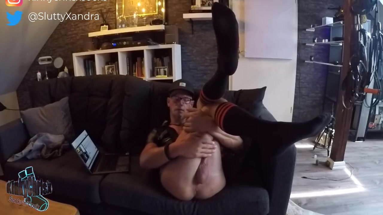 Kinkychrisx Jerking Off In Black Kneesocks