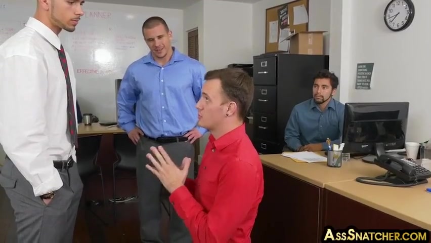 Hunk Gay Boss Fucks Employee In 3some Office Sex