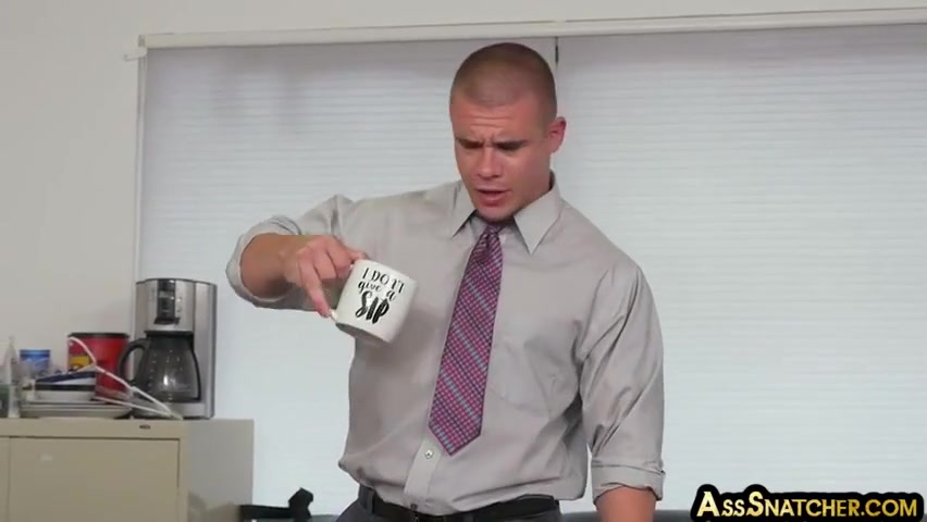 Office Hunks Enjoy 3some With Horny Boss After Assfingering