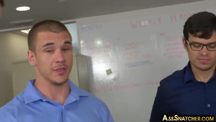 Office Bottom Enjoys 3some Fuck By Boss And Colleague