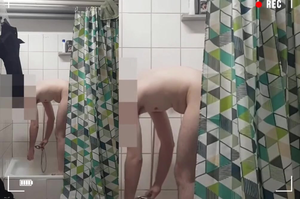 Security Guard Taking Shower And Cum