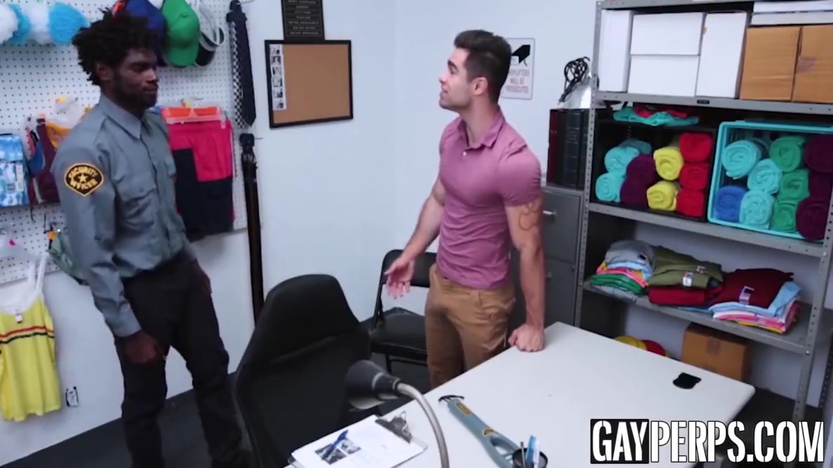 Hot Tied Up Jock Bareback Interracial Police Office Drilling
