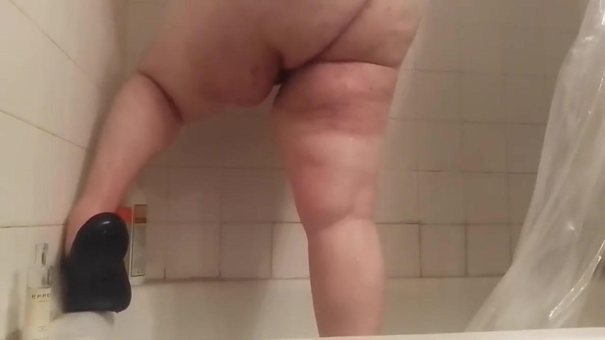 Fat Femboy Takes Big Dildo In The Shower