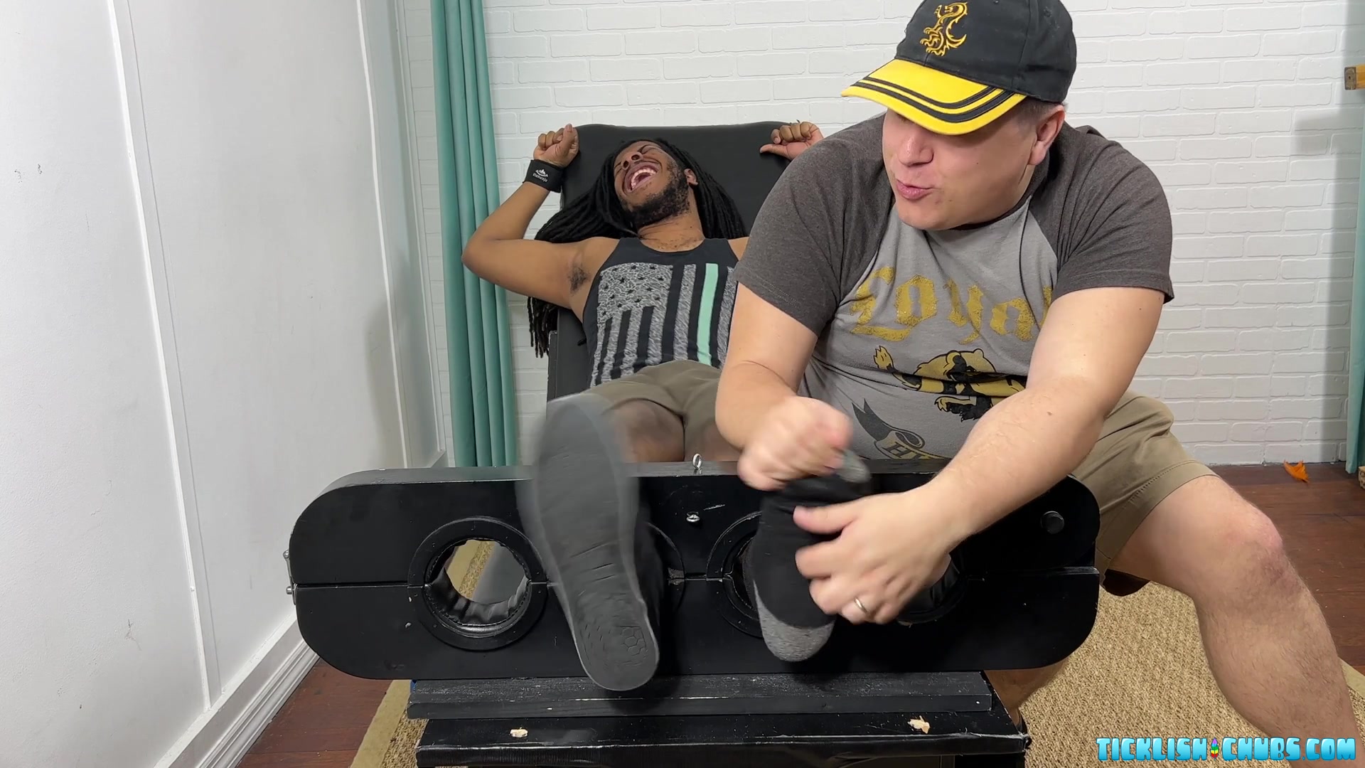 J Finally in the Tickle Chair - J & Matt