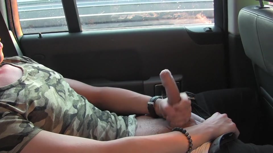 Justin Strokes His Load Out In The Back Seat - Justin Blaber & Casper Ellis