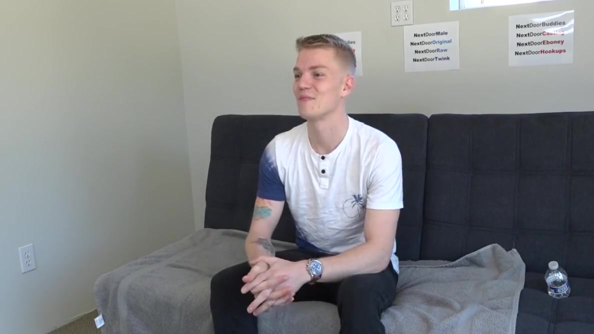 Inked Casting Jock Tugs Shaved Cock For Cumshot