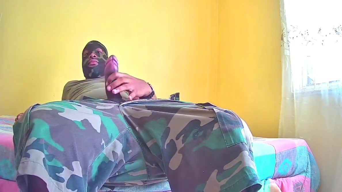 Military Jerking Off Big Black Dick Until Intense Orgasm