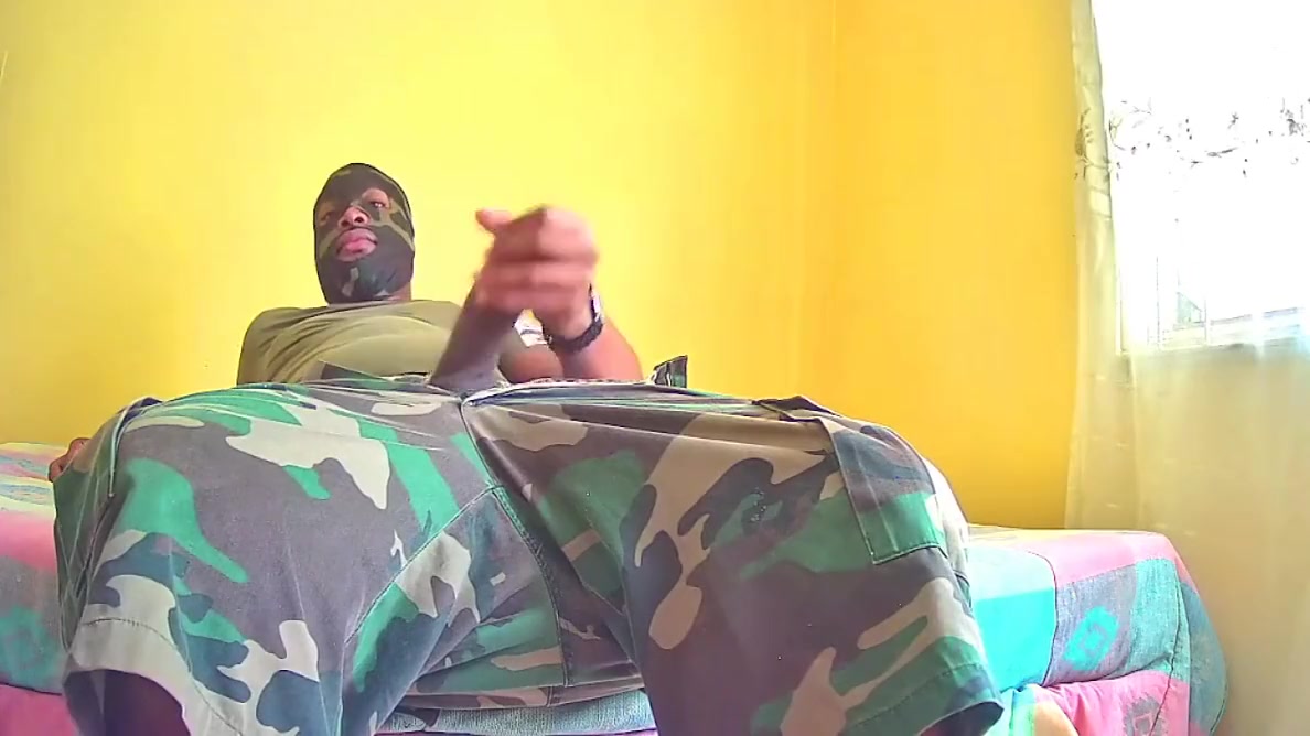 Military Jerking Off Big Black Dick Until Intense Orgasm