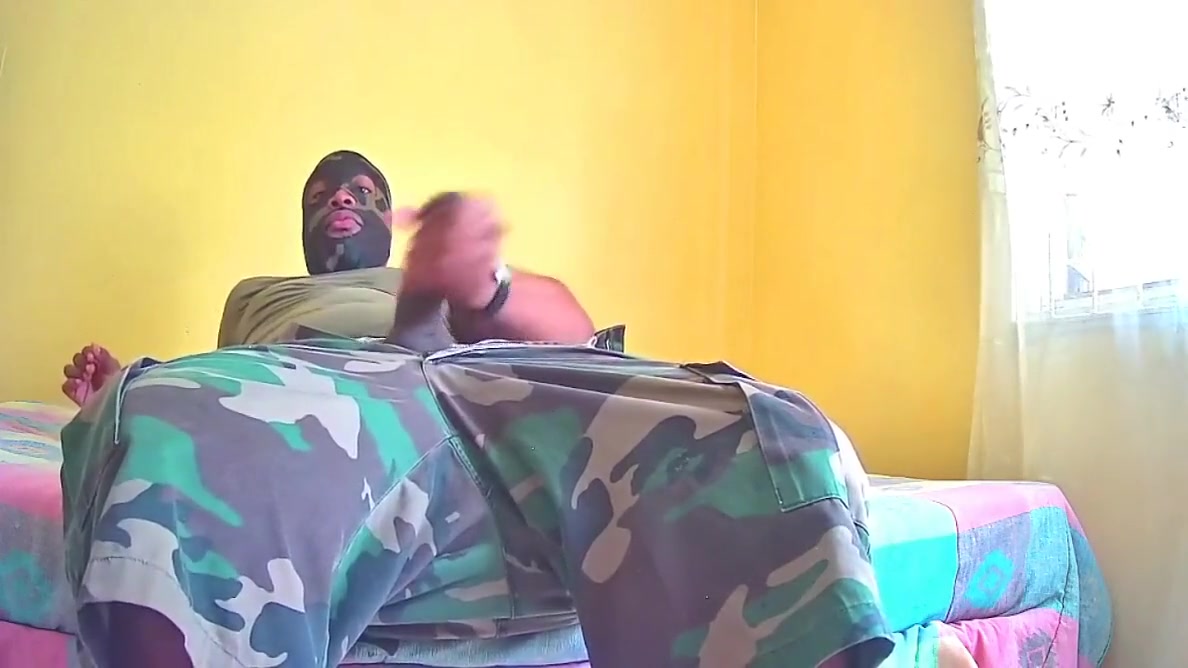 Military Jerking Off Big Black Dick Until Intense Orgasm