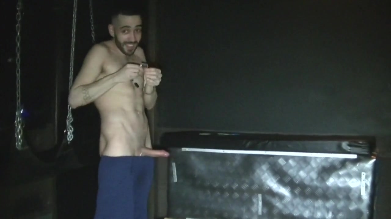 Gay twink fucked by Rafa Marco in the sling of a naked bar - CrunchBoy