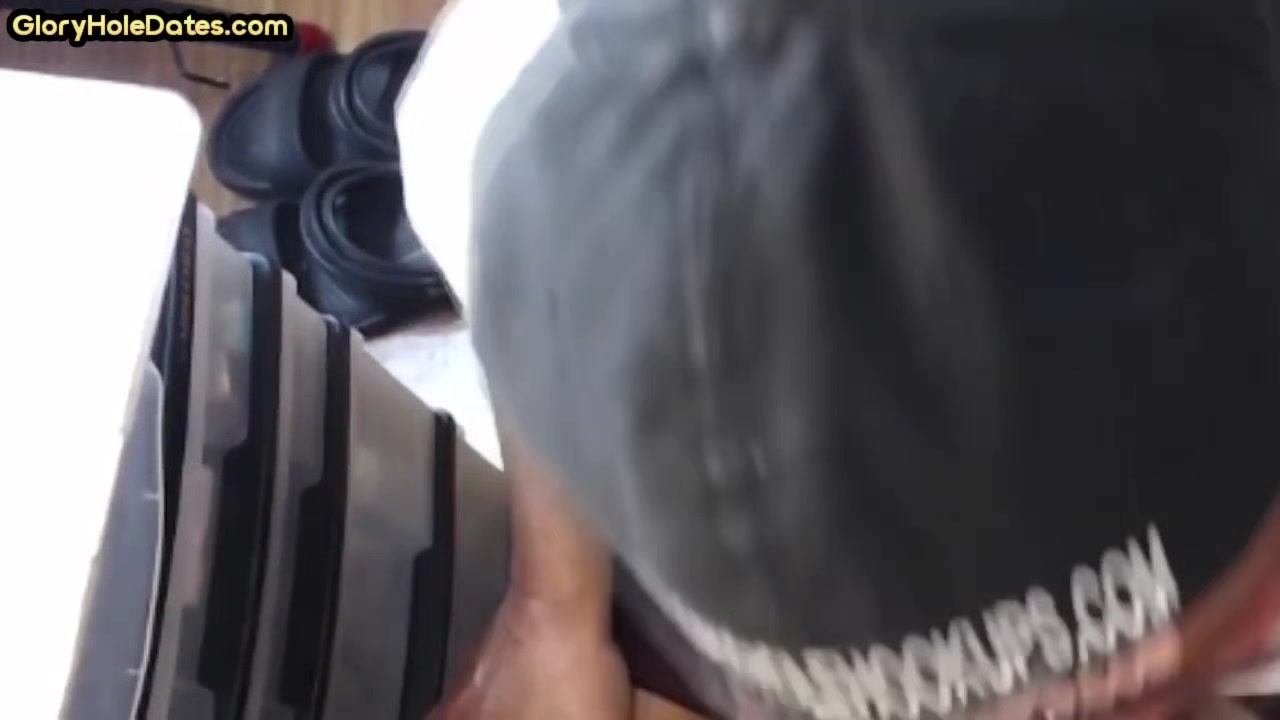 Cock starving gloryhole DILF sucks cock in homemade closeup