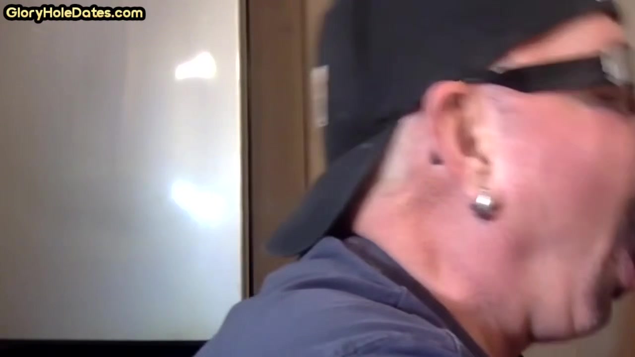 Cock hungry gloryhole DILF sucks dick in home private video