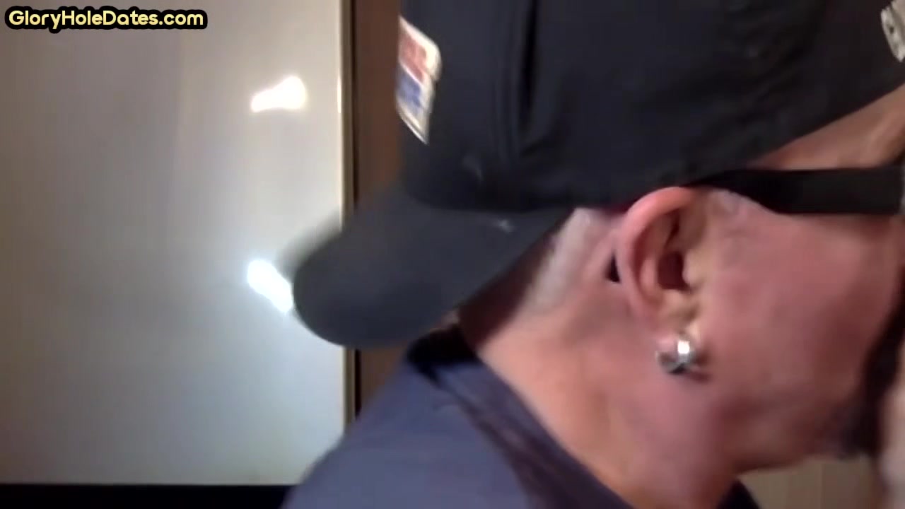 Cock hungry gloryhole DILF sucks dick in home private video