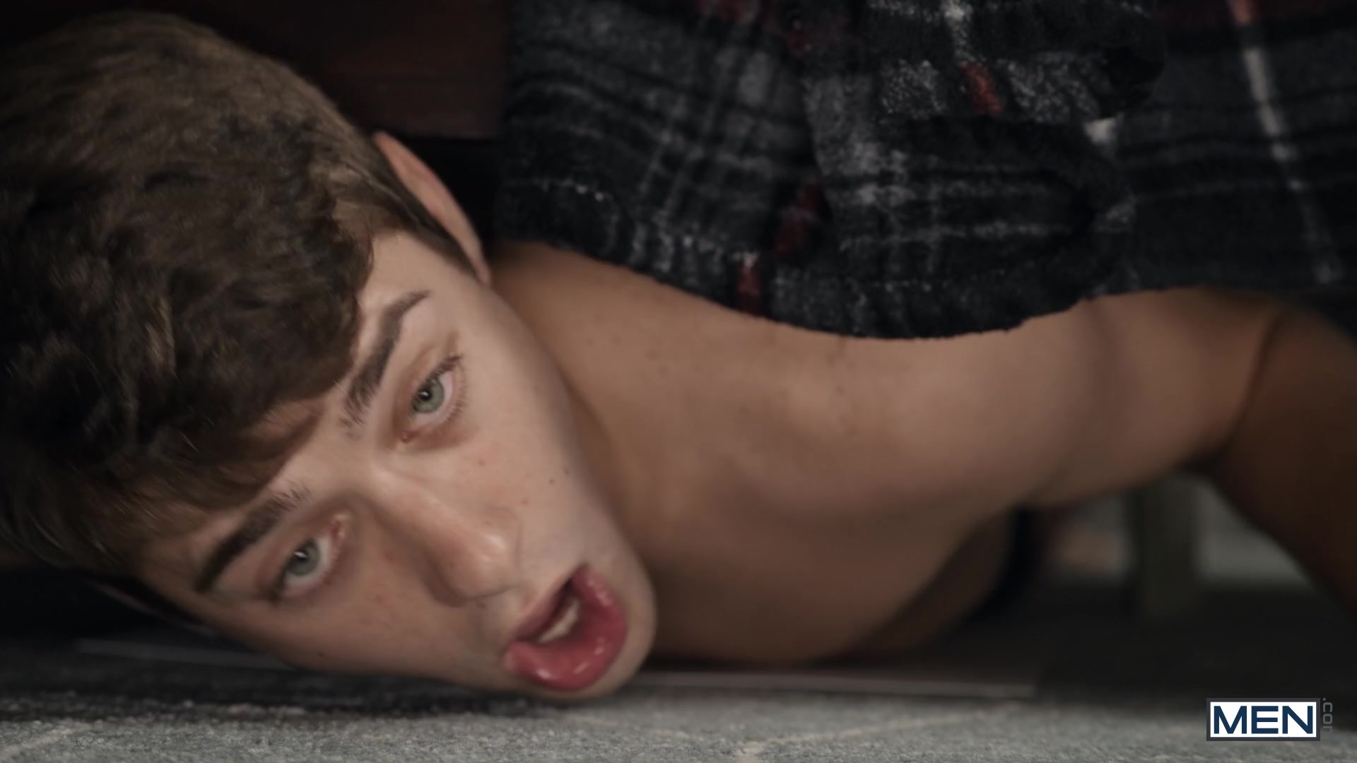 Peeping Joey Scene Poster on men with Joey Mills, Drake Von, Aria Valencia