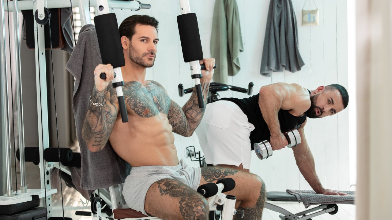 Hard and Pumped Part 1 Scene Poster on men with Papi Kocic, Giuspel
