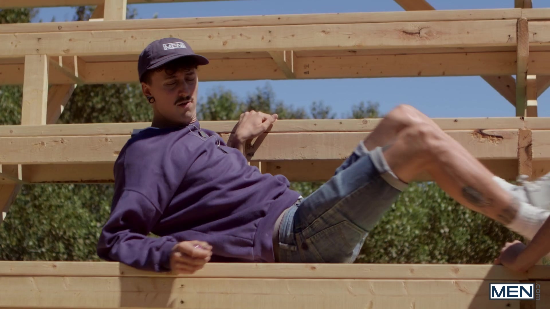 Sneaky Bleachers Fuck Scene Poster on men with Joey Mills, Leo Louis