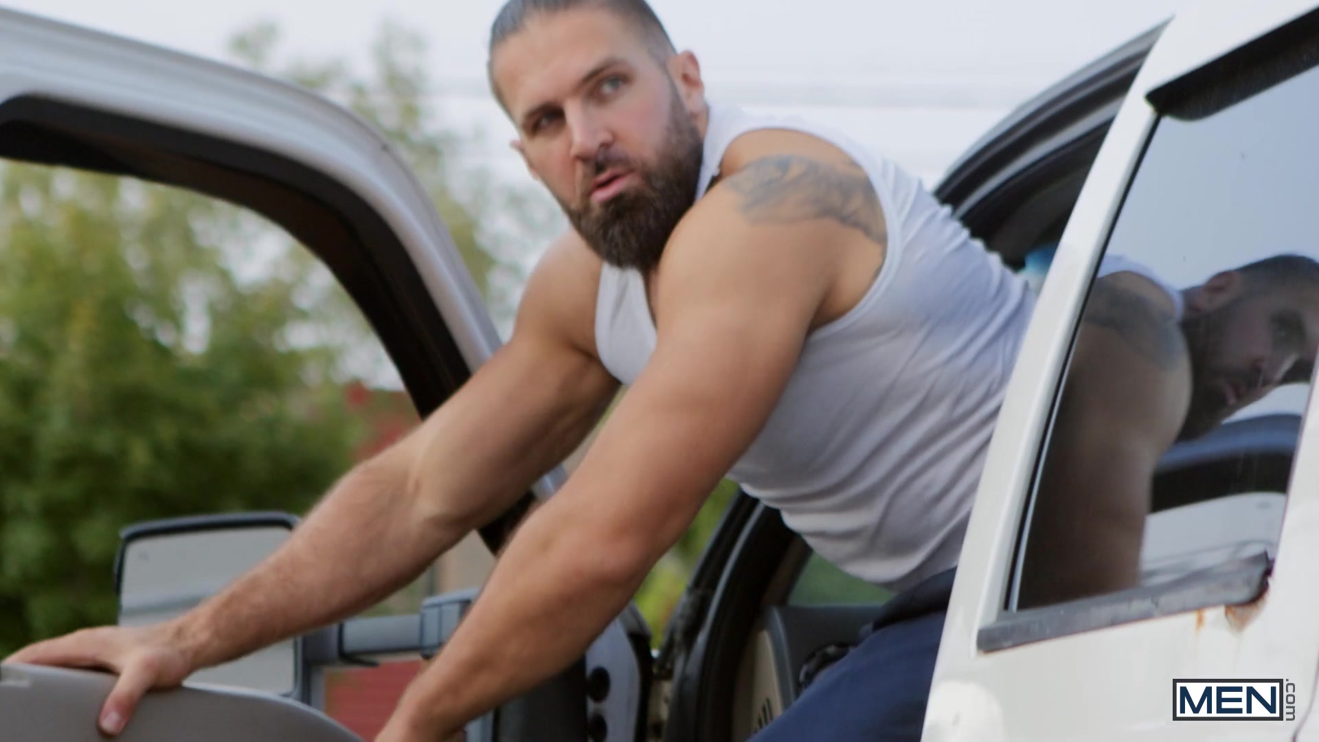 Tow My Ass Away Scene Poster on men with Mateo Zagal, Chuck Conrad